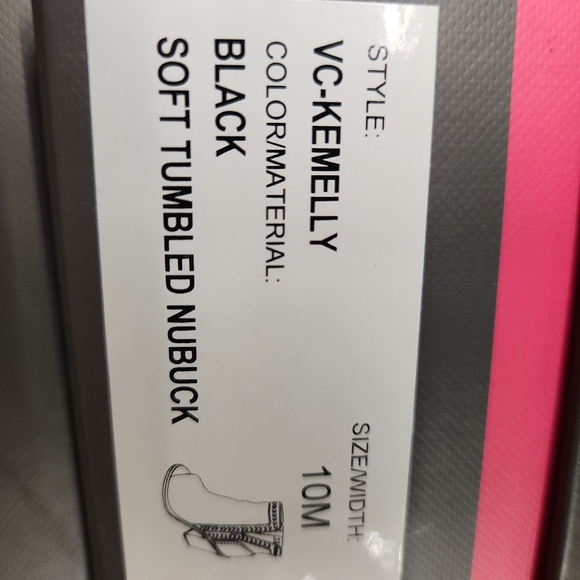 Vince Camuto KEMELLY Ankle Boots Black Tumbled Nubuck Suede Heels Peep Toe NEW - Picture 8 of 10